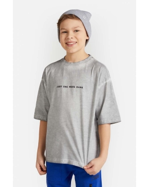 Coccodrillo t-shirt bawełniany dziecięcy kolor szary z nadrukiem