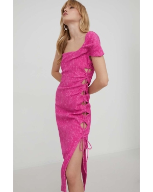 Stine Goya sukienka Annete kolor różowy midi dopasowana SG5688