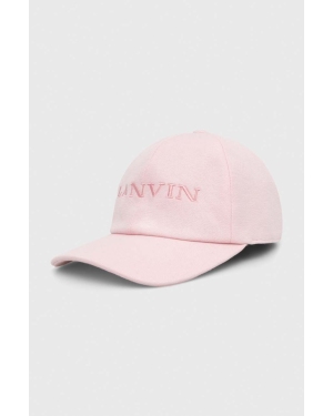 Lanvin czapka z daszkiem bawełniana kolor różowy z aplikacją