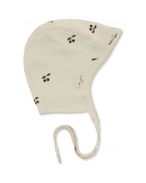 Konges Sløjd czapka bawełniana niemowlęca kolor beżowy z cienkiej dzianiny bawełniana