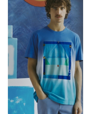 Medicine t-shirt bawełniany męski kolor niebieski z nadrukiem