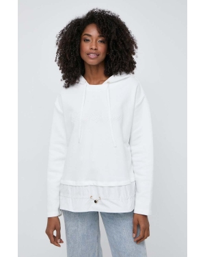 Luisa Spagnoli bluza BELLINA damska kolor biały z kapturem z aplikacją 540999
