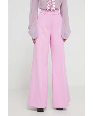Blugirl Blumarine spodnie damskie kolor różowy szerokie high waist