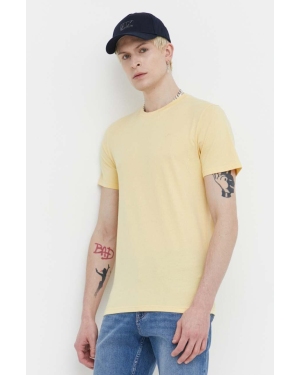 Hollister Co. t-shirt bawełniany męski kolor żółty gładki