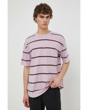Samsoe Samsoe t-shirt SAHAKEEM męski kolor różowy wzorzysty M24100075