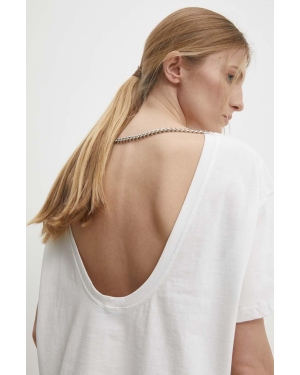 Answear Lab t-shirt bawełniany damski kolor biały odkryte plecy