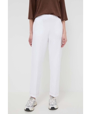 Max Mara Leisure spodnie damskie kolor biały szerokie high waist 2416781108600