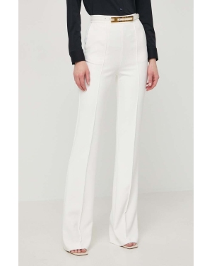 Elisabetta Franchi spodnie damskie kolor beżowy proste high waist PA03442E2