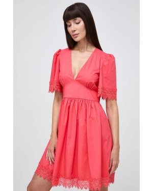 Twinset sukienka kolor różowy midi rozkloszowana