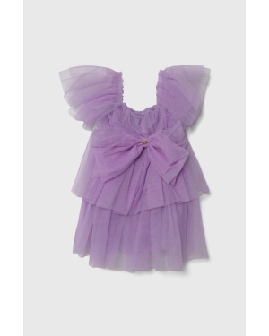 Pinko Up sukienka dziecięca kolor fioletowy mini rozkloszowana