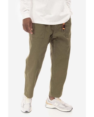 Gramicci spodnie bawełniane Loose Tapered Pant kolor zielony szerokie medium waist G103.OGT-KREMOWY