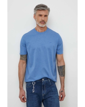 Paul&Shark t-shirt bawełniany męski kolor niebieski gładki 24411004