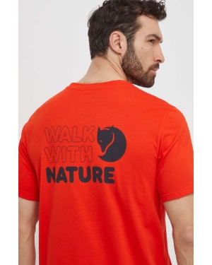 Fjallraven t-shirt Walk With Nature męski kolor pomarańczowy z nadrukiem F12600216