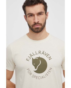 Fjallraven t-shirt Fjällräven Fox męski kolor beżowy z nadrukiem F87052