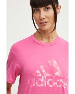 adidas t-shirt bawełniany damski kolor różowy IS4257