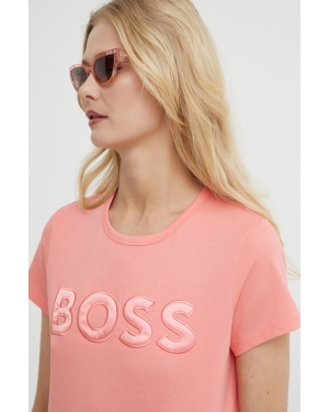 BOSS t-shirt bawełniany damski kolor fioletowy