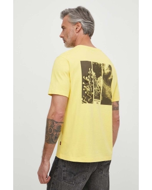 Boss Orange t-shirt bawełniany męski kolor żółty z nadrukiem