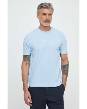 BOSS t-shirt BOSS ORANGE męski kolor niebieski gładki 50473278