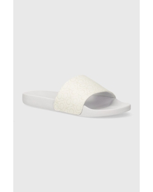 Calvin Klein klapki POOL SLIDE EPI MONO damskie kolor biały HW0HW01974
