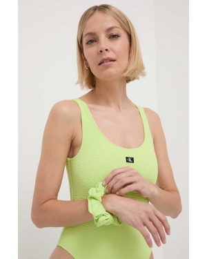 Calvin Klein jednoczęściowy strój kąpielowy kolor zielony miękka miseczka
