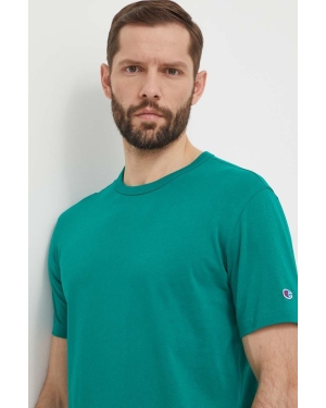 Champion t-shirt bawełniany męski kolor zielony gładki 220016