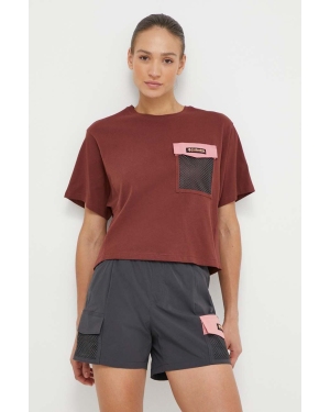 Columbia t-shirt bawełniany Painted Peak damski kolor bordowy 2074491