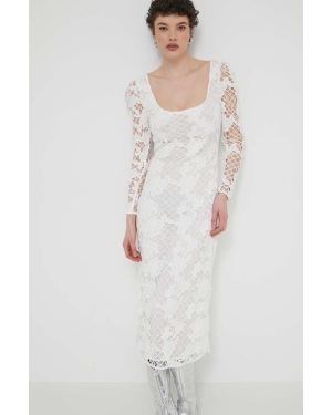 Desigual sukienka SANDALO kolor biały midi dopasowana 24SWVW50