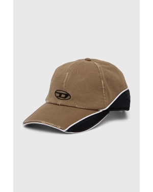 Diesel czapka z daszkiem bawełniana kolor brązowy wzorzysta