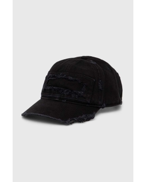 Diesel czapka z daszkiem bawełniana kolor czarny z aplikacją