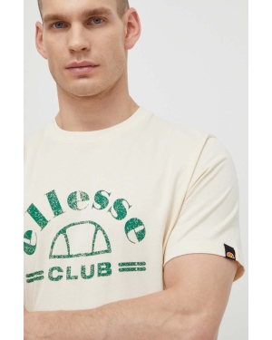 Ellesse t-shirt bawełniany Club T-Shirt męski kolor beżowy z nadrukiem SHV20259