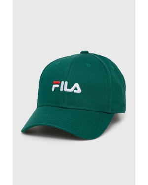 Fila czapka z daszkiem bawełniana Brasov kolor zielony z aplikacją FCU0019
