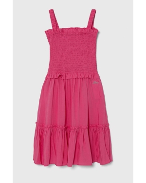 Guess sukienka dziecięca kolor różowy mini rozkloszowana