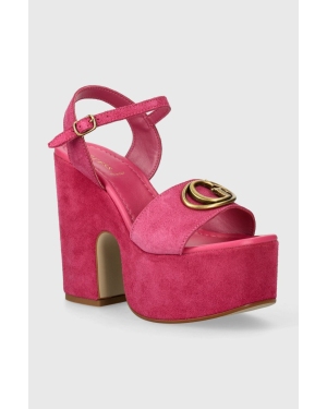 Guess sandały zamszowe CLODY kolor różowy FLJCLO SUE04