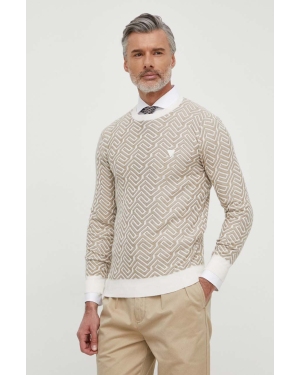 Guess sweter z domieszką lnu CARL kolor beżowy lekki M4GR15 Z3DS1