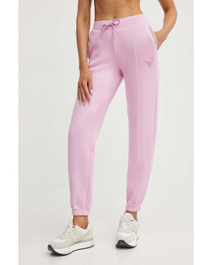 Guess spodnie dresowe KIARA kolor różowy z aplikacją V4GB14 FL04P