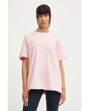 Guess t-shirt bawełniany ATHENA damski kolor różowy V4GI12 KC641