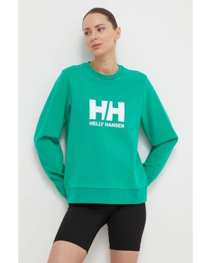 Helly Hansen bluza bawełniana damska kolor zielony z nadrukiem 34462