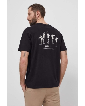 Hummel t-shirt bawełniany męski kolor czarny z nadrukiem