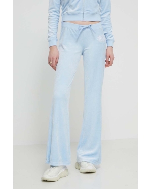 Juicy Couture spodnie dresowe welurowe kolor niebieski z aplikacją