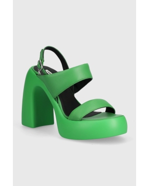Karl Lagerfeld sandały skórzane ASTRAGON HI kolor zielony KL33724