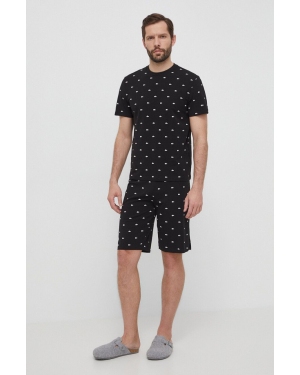 Lacoste piżama męska kolor czarny wzorzysta