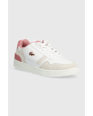 Lacoste sneakersy skórzane T-Clip Contrasted Collar Leather Snea kolor biały 47SFA0082