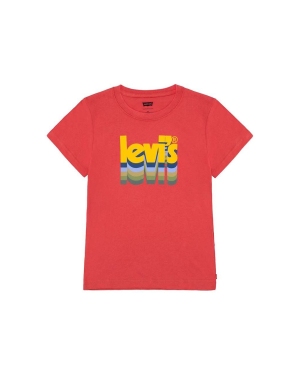 Levi's t-shirt bawełniany dziecięcy kolor czerwony z nadrukiem