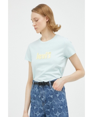 Levi's t-shirt bawełniany kolor niebieski