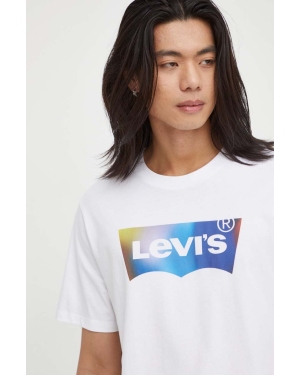 Levi's t-shirt bawełniany kolor biały z nadrukiem