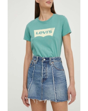 Levi's spódnica jeansowa kolor niebieski mini ołówkowa