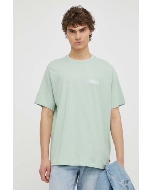 Levi's t-shirt bawełniany męski kolor zielony z nadrukiem