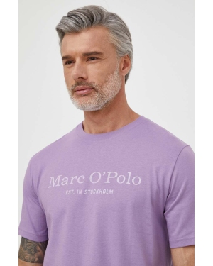 Marc O'Polo t-shirt bawełniany męski kolor fioletowy z nadrukiem