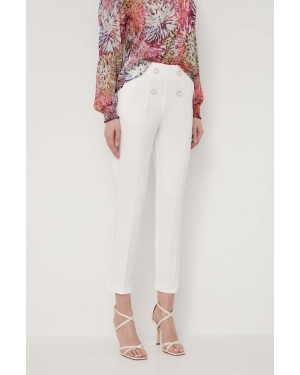 Morgan spodnie damskie kolor biały dopasowane high waist