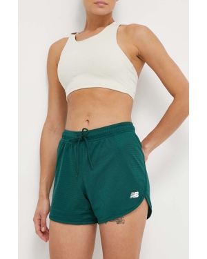 New Balance szorty damskie kolor zielony gładkie medium waist WS41510NWG